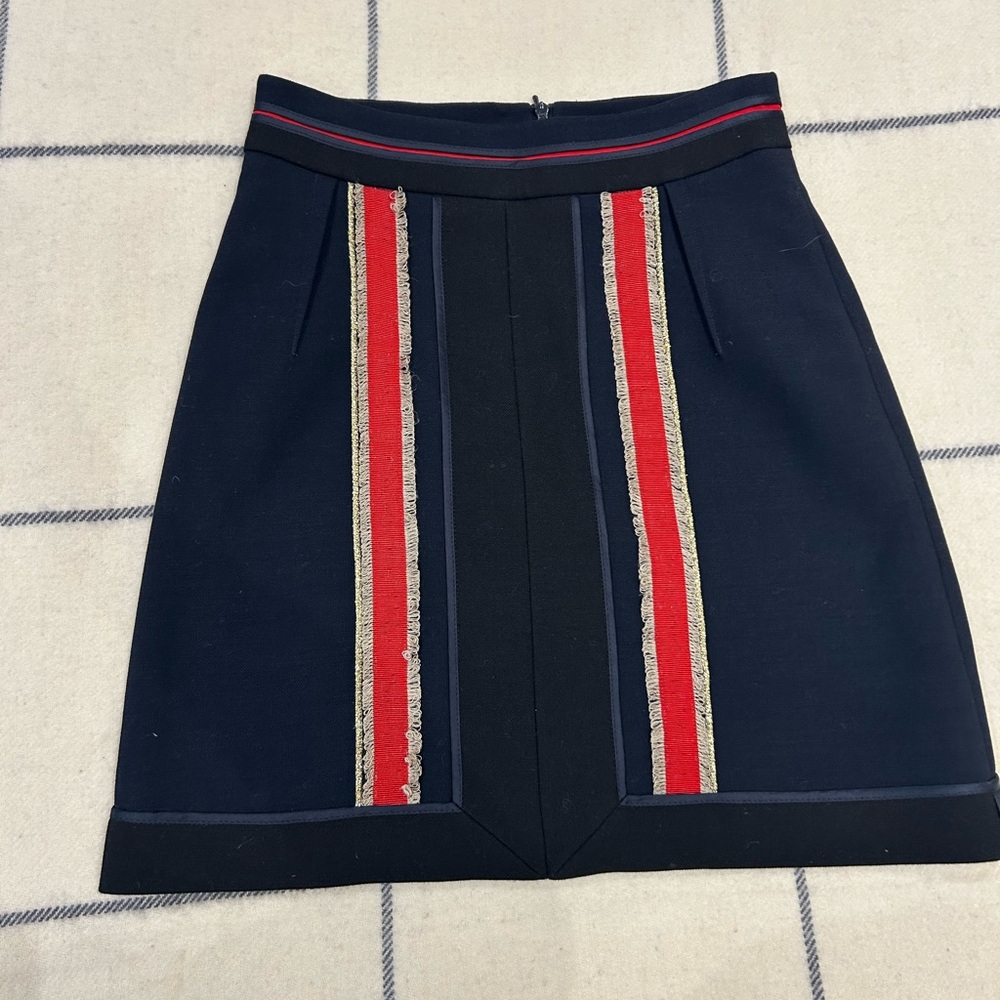 Boden Navy Skirt with Red and Gold Stripes - Picture 2 of 5